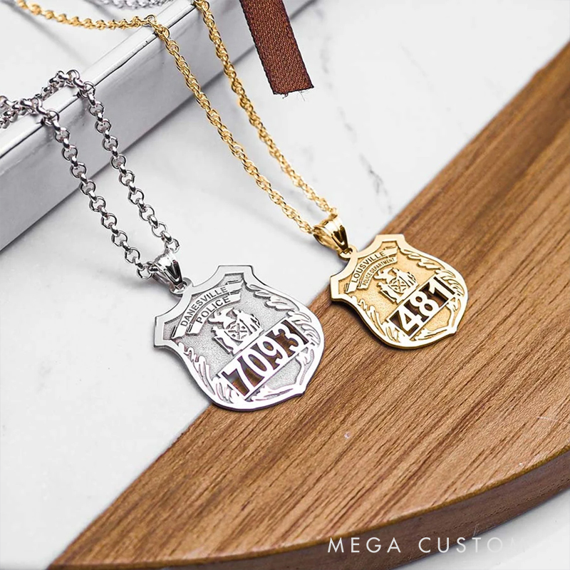 Personalized Police Officer Gifts Police Badge Necklace Police Retirement Gift Police Badge Necklace Personalized With Any Number & Dept
