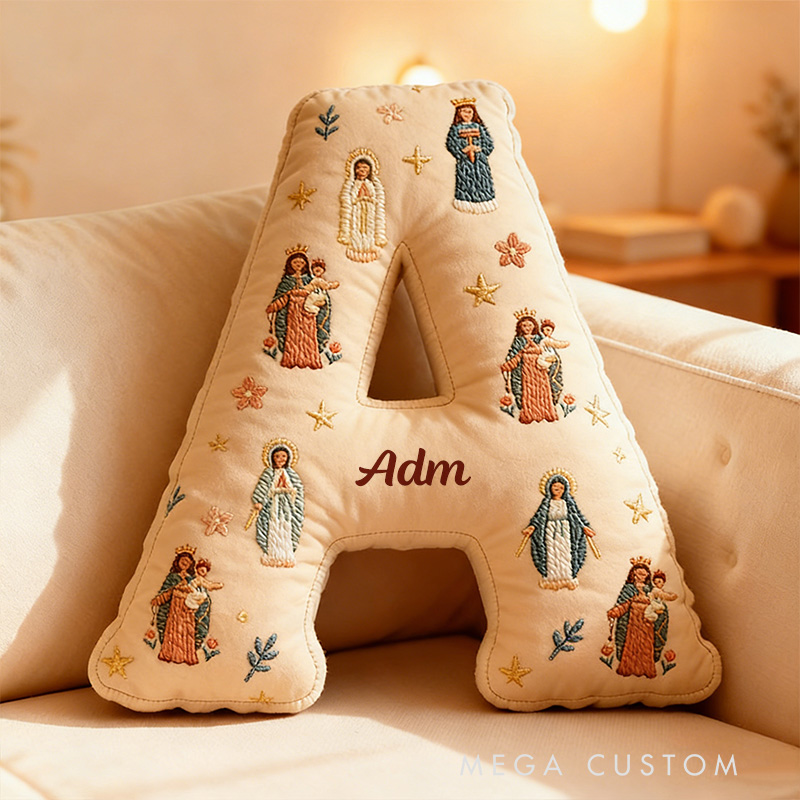 Personalized Virgin Mary Letter Pillow with Custom Name  Graphic 3D Print Pillow Home Decor Religious Gift Catholic Gift for Women