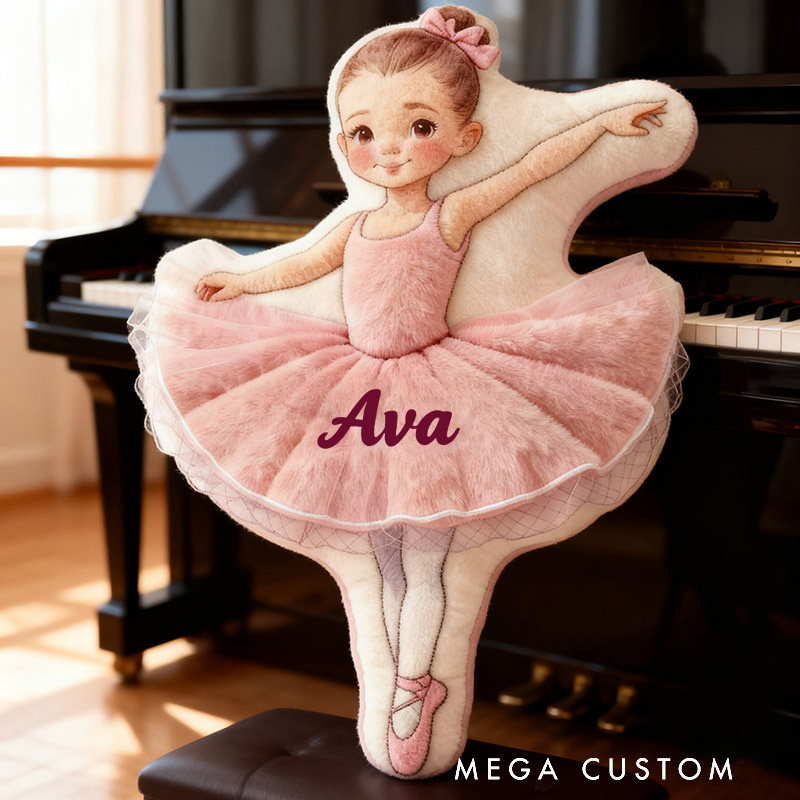 Personalized Ballet Girls Pillow with Your Name Soft Stuffed Toy for Kids Unique Decorative Cushion for Girls' Room
