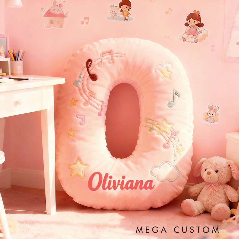 Personalized Graphic 3D Print Colorful Notes Pillow with Your Own Name Soft Stuffed Toy for Kids Music Lovers Decorative Cushion for Girls' Room and Music Room