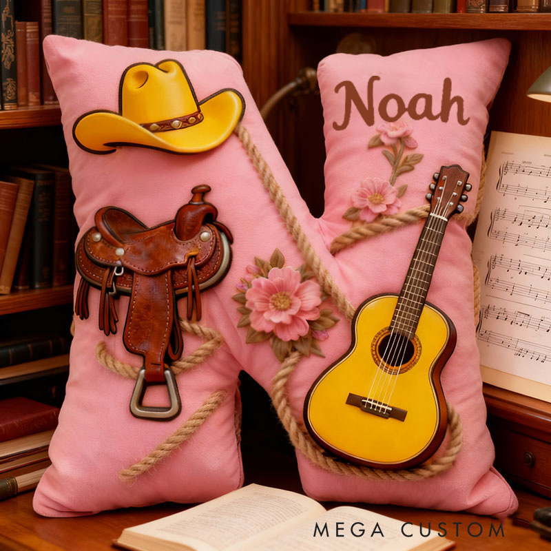 Personalized Graphic 3D Print Cowboy Hat and Saddle-Themed Throw Pillows Customizable with Your Name Perfect Gift for Her Music Lovers and Horseback Riding Enthusiasts