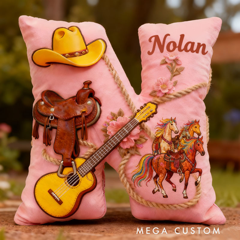 Personalized Graphic 3D Print Western Cowboy Country Music Throw Pillows Customizable with Your Name Perfect Gift for Her Music Lovers and Horseback Riding Enthusiasts