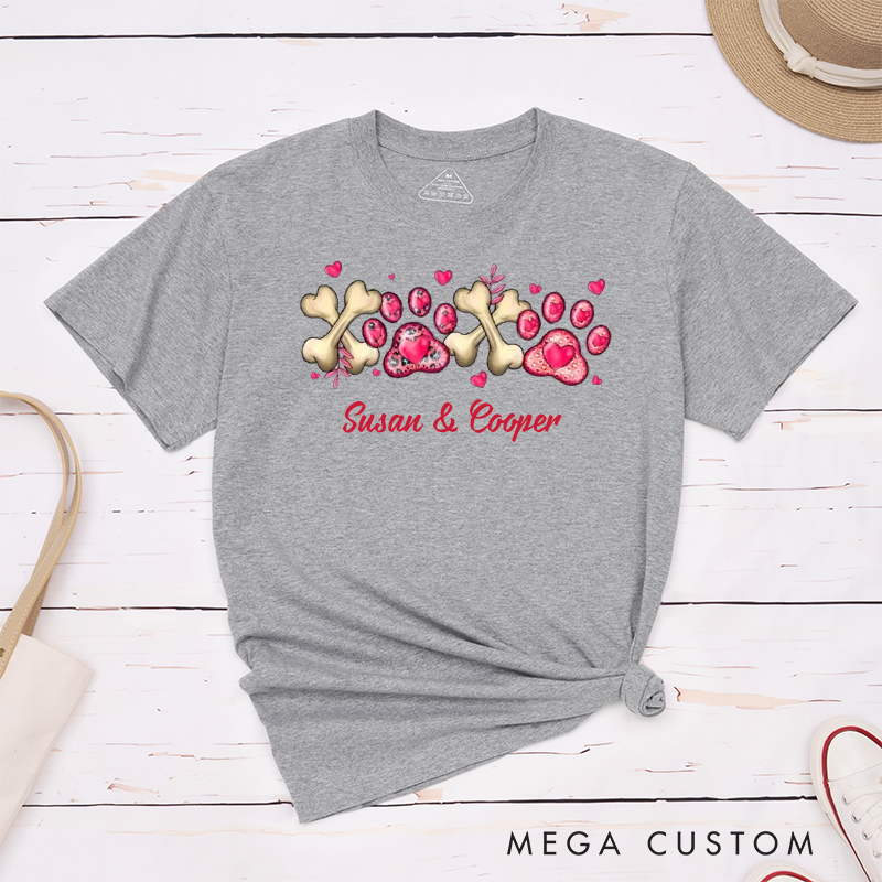 Personalized Pet Lover Valentine Pet Paw T-Shirt
