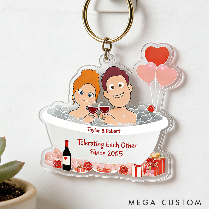 Personalized Couple Funny Bathub Keychain