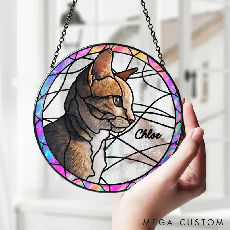 Personalized Pet Lover Custom Pet Portrait from Photo Sun Catcher