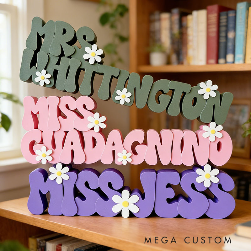 Personalized Daisy Design Desk Name Plate Custom Name Perfect Back to School Teacher Holiday Gift