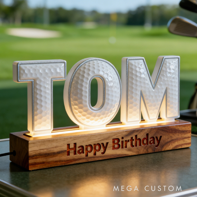 Personalized Elegant Golf LED Night Light Custom Name and Message Perfect Holiday Gift for Golf Enthusiasts