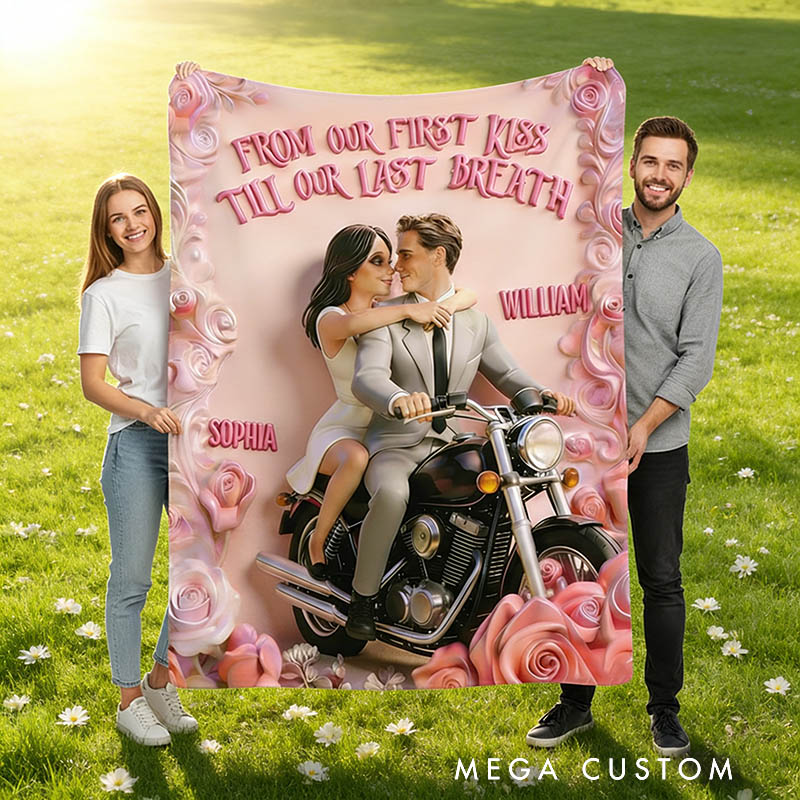 Personalized Roman Holiday Couple Blanket Flannel Blanket Movie Fan Blanket Customizable Photos and Names for Couple for Lover for Valentine's Day Anniversary