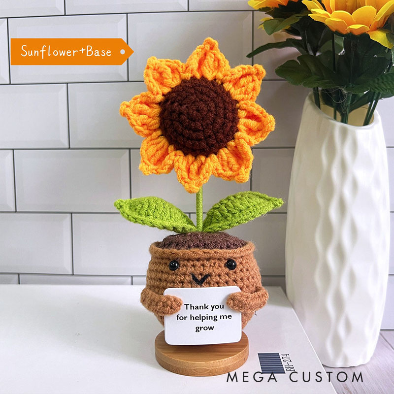 Personalized Adorable Crochet Plant Decor Custom Message Perfect Emotional Support Holiday Gift