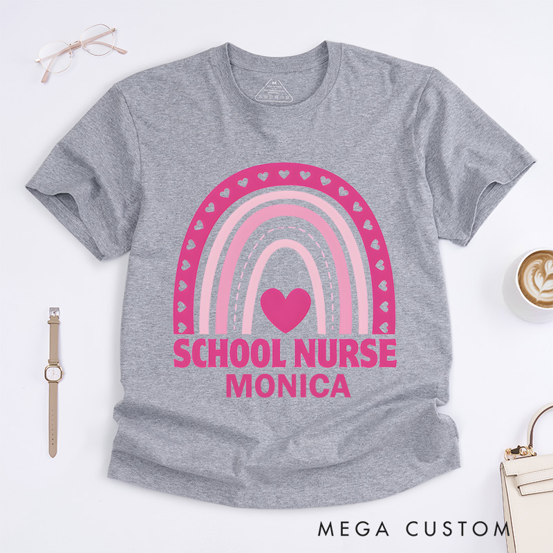 Personalized Nurse T-Shirts School Nurse Heartfelt Care Fashion Design T-Shirts