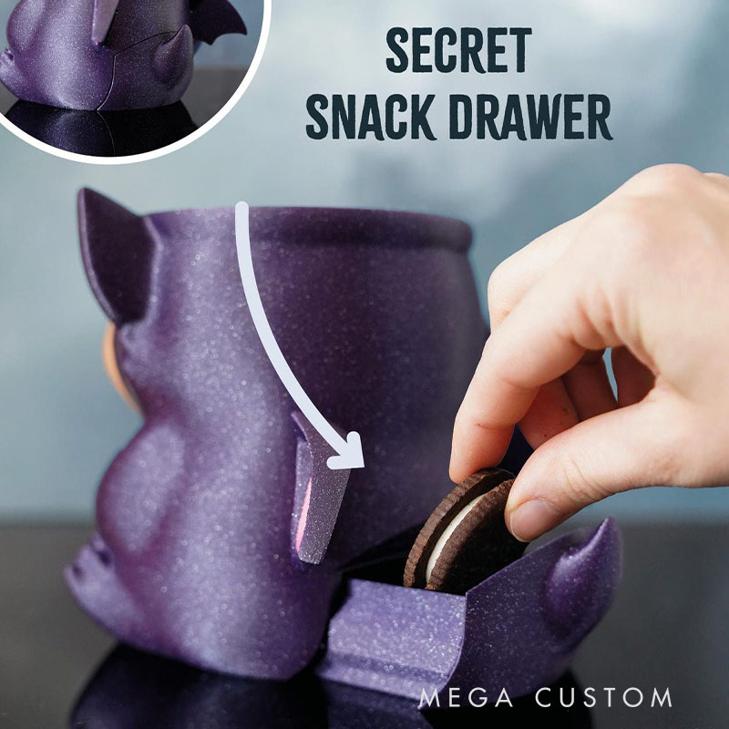 Bat Ice Cream Pint Holder 3D Printed with Spoon Slots & Snack Drawer