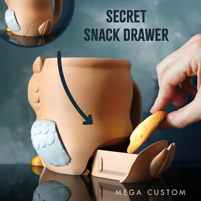 Owl Ice Cream Pint Holder 3D Printed with Spoon Slots & Snack Drawer