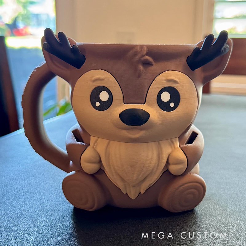 Reindeer Ice Cream Pint Holder 3D Printed with Spoon Slots & Snack Drawer