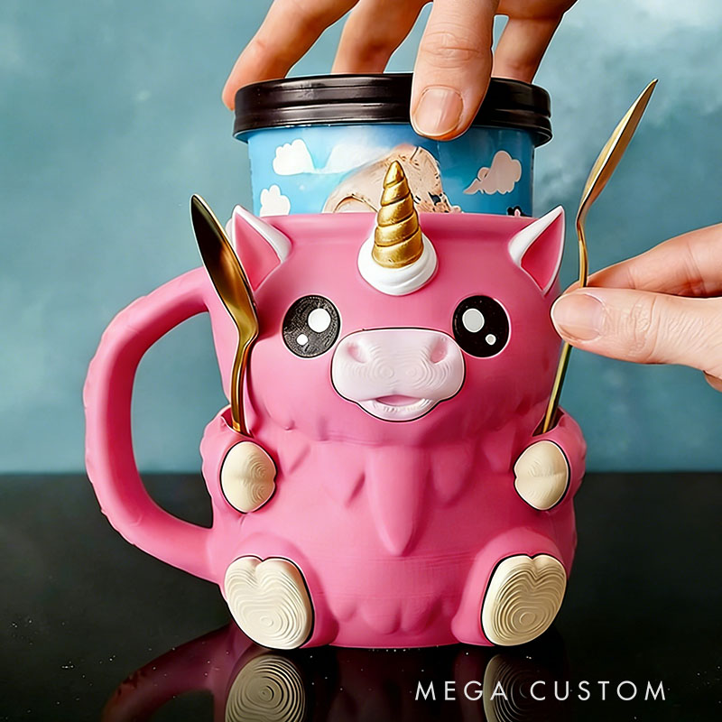 Dream Horse Ice Cream Pint Holder 3D Printed with Spoon Slots & Snack Drawer