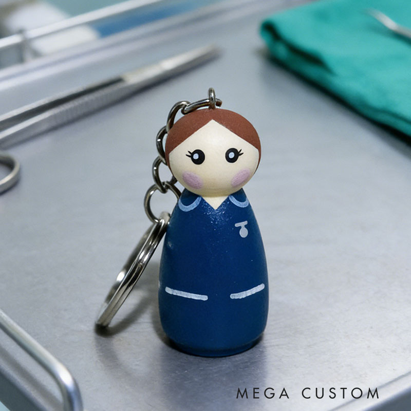 Personalized Nurse Puppet Keychain Custom Name Perfect Choice for Nurses Holiday Gift