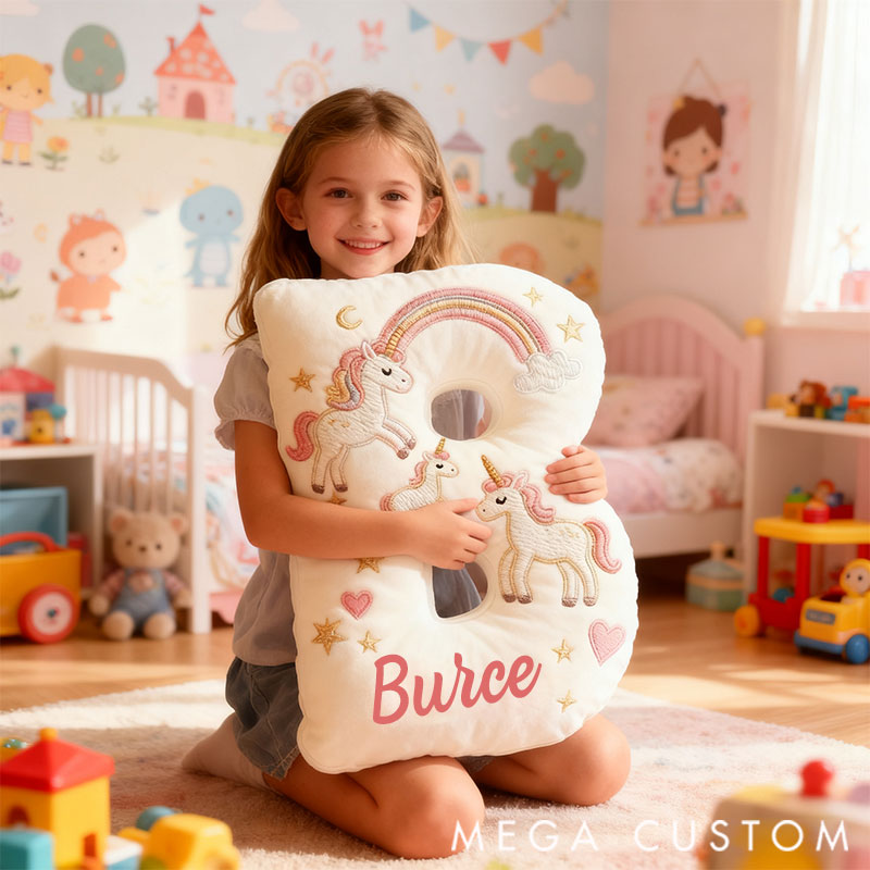 Personalized Graphic 3D Print Pillows Letter Shape Pillows with Hourse Gifts Christmas Gifts for Family Number