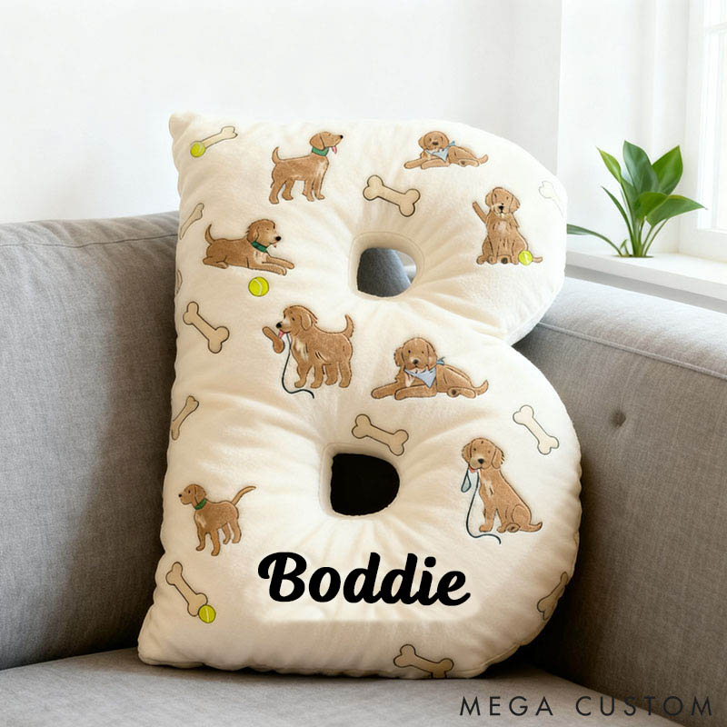 Personalized Dog Lover Labrador Letter Pillow with Custom Name Pillow Graphic 3D Print