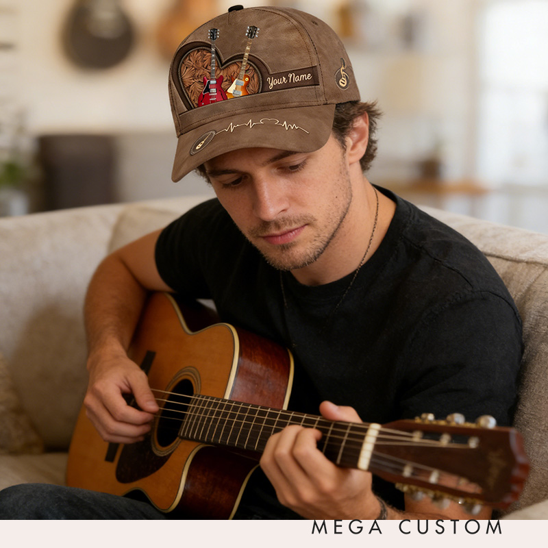 Personalized Name Baseball Cap for Music Lover Perfect Music Lovers Guitar Lovers Custom Gift Hat With Unique Design Lover Guitar
