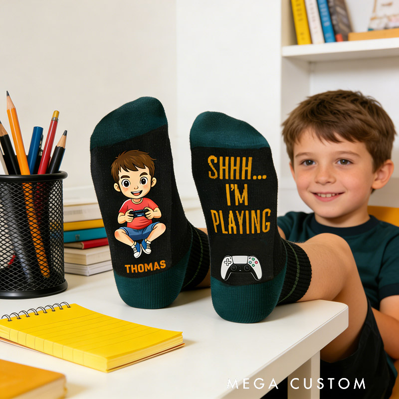 Personalized Game Controller Socks Gift for Kids Friends Gamers Perfect for Birthdays Holidays Christmas