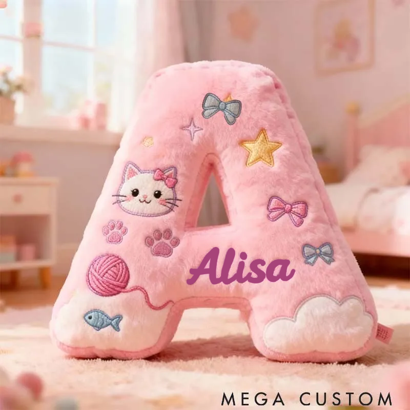 Personalized Cat Lover Fun Cat Letter Pillow Graphic 3D Print Pillow