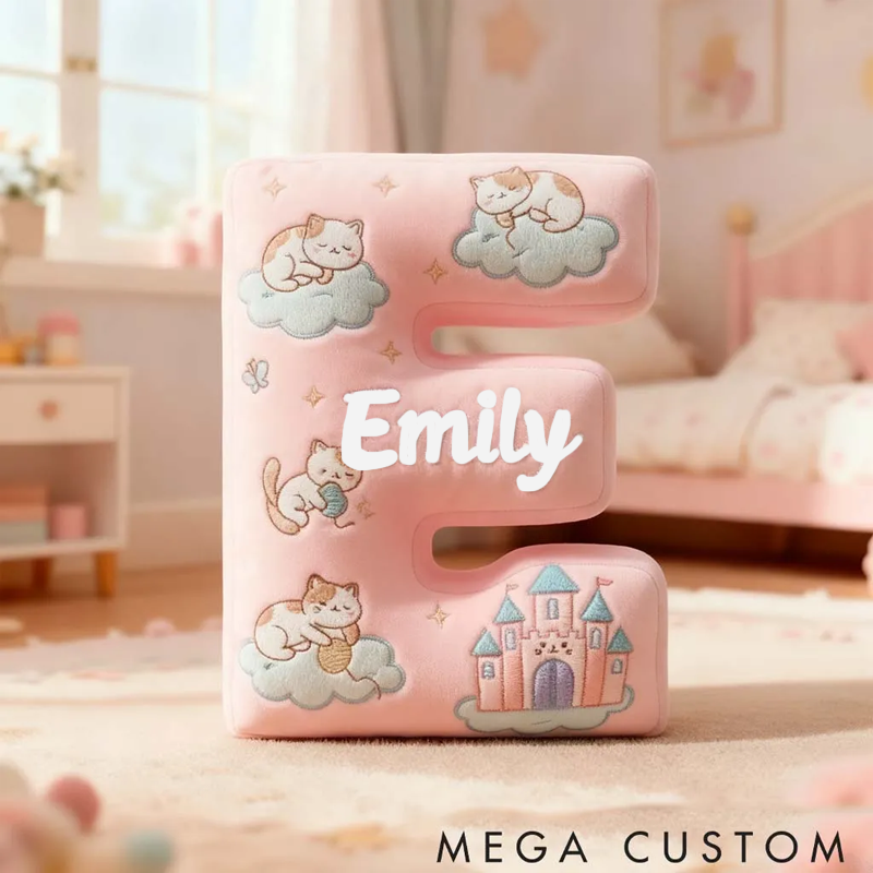 Personalized Cat Lover Pink Cats Letter Pillow Graphic 3D Print Pillow