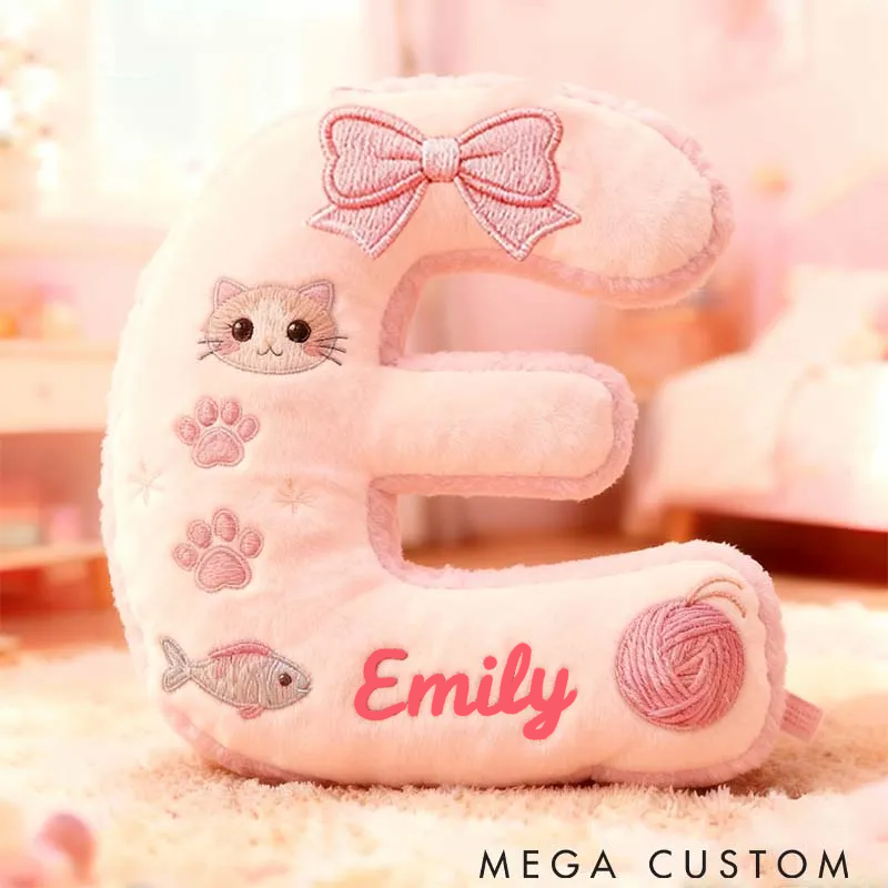 Personalized Cat Lover Cat Planet Letter Pillow Graphic 3D Print Pillow