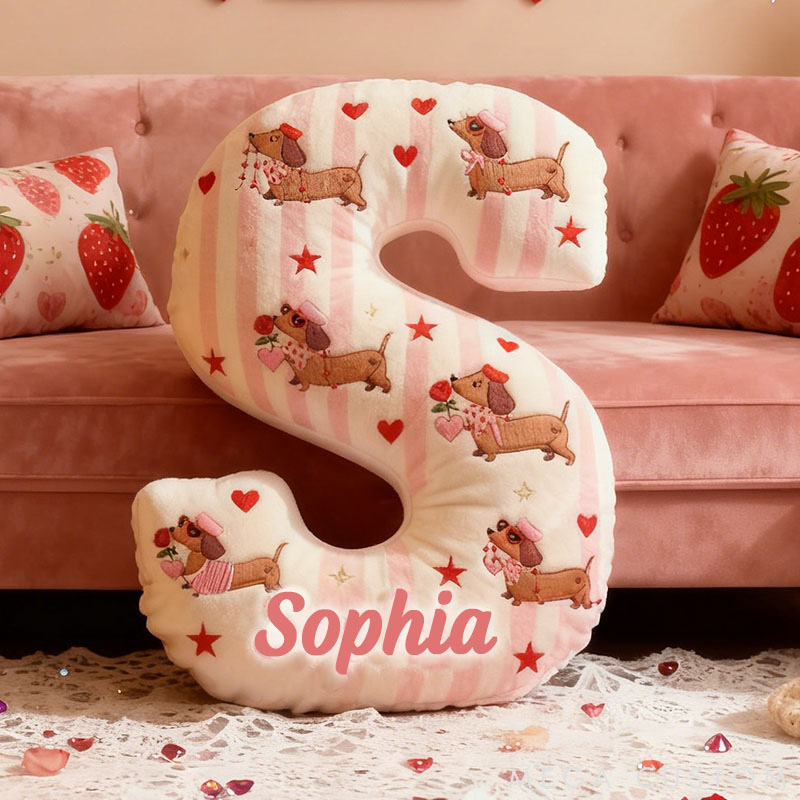 Personalized Dog Lover Dachshund Couple Gift Letter Pillow with Custom Name Graphic 3D Print