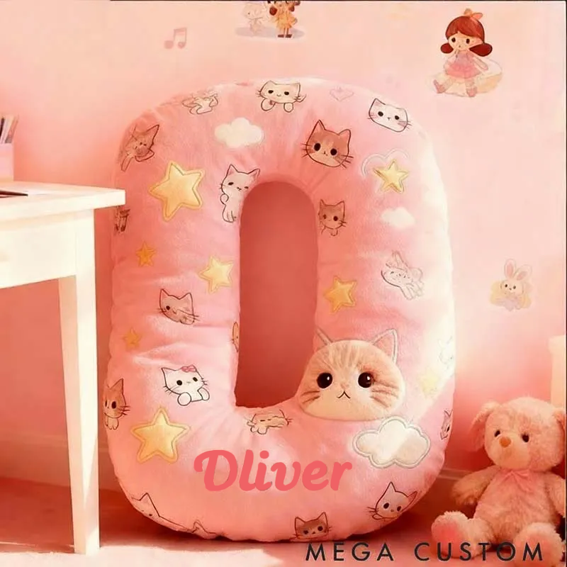 Personalized Cat Lover Pink Cats Cute Letter Pillow Graphic 3D Print Pillow