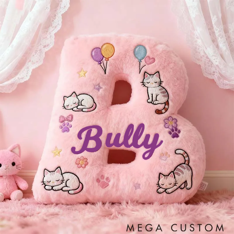 Personalized Cat Lover Magic Cat Letter Pillow Graphic 3D Print Pillow