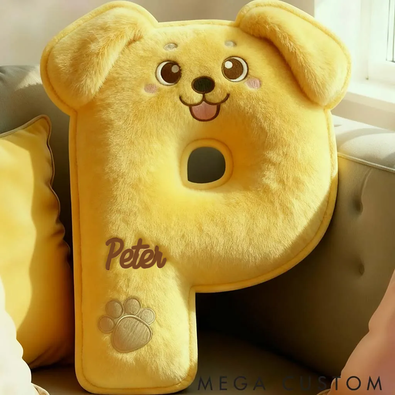 Personalized Dog Lover Cute Golden Retriever Letter Pillow Graphic 3D Print Pillow