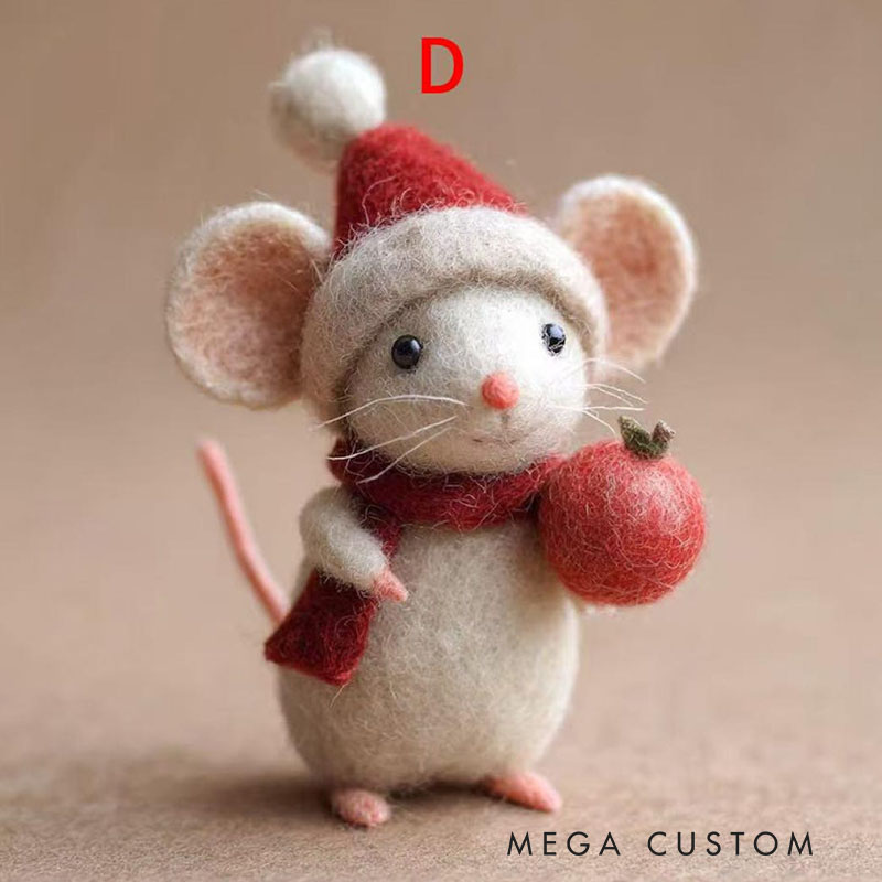 Felted Mouse Wool Figurine Tiny Animal Stocking Stuffer Holiday Tree Decoration Dollhouse Decor