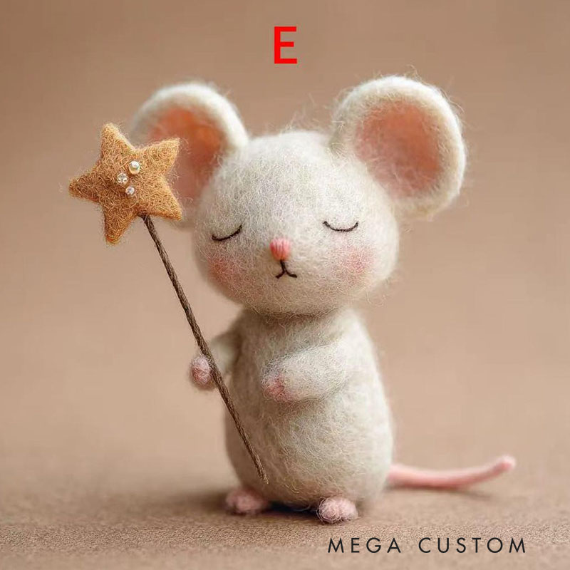 Felted Mouse Needle Felt Winter Gift Dollhouse Decor Tiny Animal Stocking Stuffer
