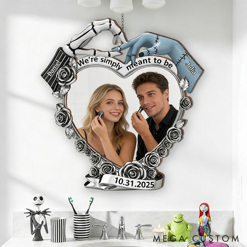 Personalized Couple Spooky We're Simply Meant To Be Custom Engagement Graphic 3D Printed Mirror with Name Valentines Day Anniversary Gift for Him Her