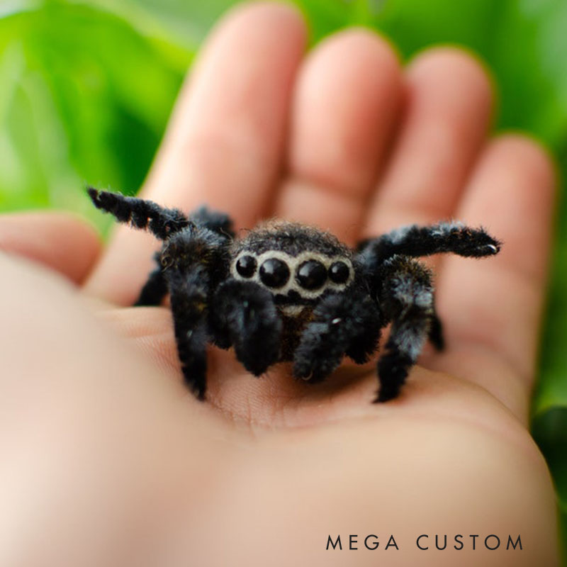 Needle Felted Jumping Spider Toy Poseable Wool Sculpture