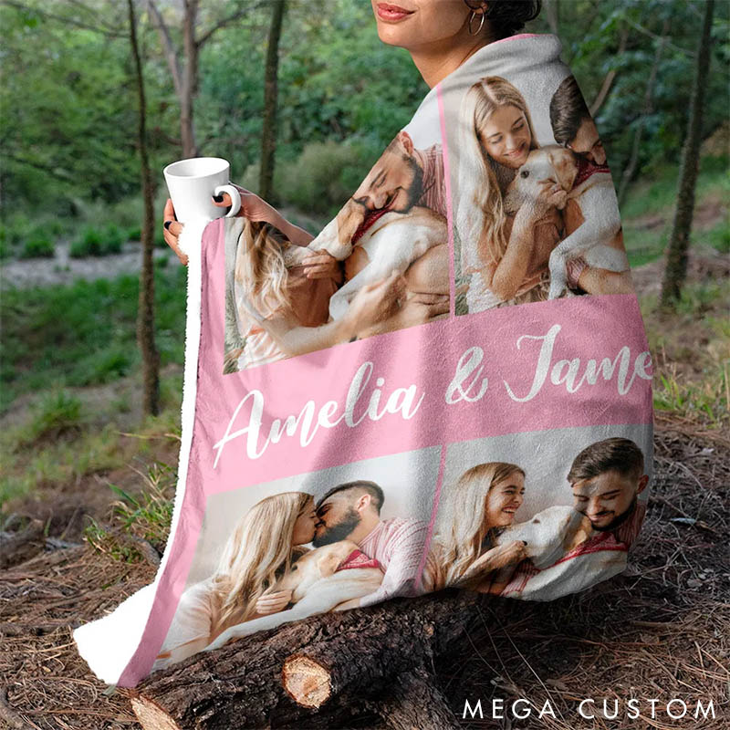 Personalized Couple Photo Blanket Custom Photo Couple Besties Memory Photo Blanket Valentine's Galentine Gift Anniversary Gift