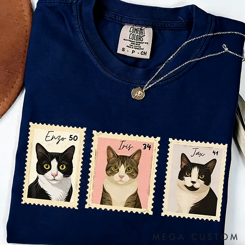 Personalized Pet Lover Custom Pet Portrait Stamp T-Shirt
