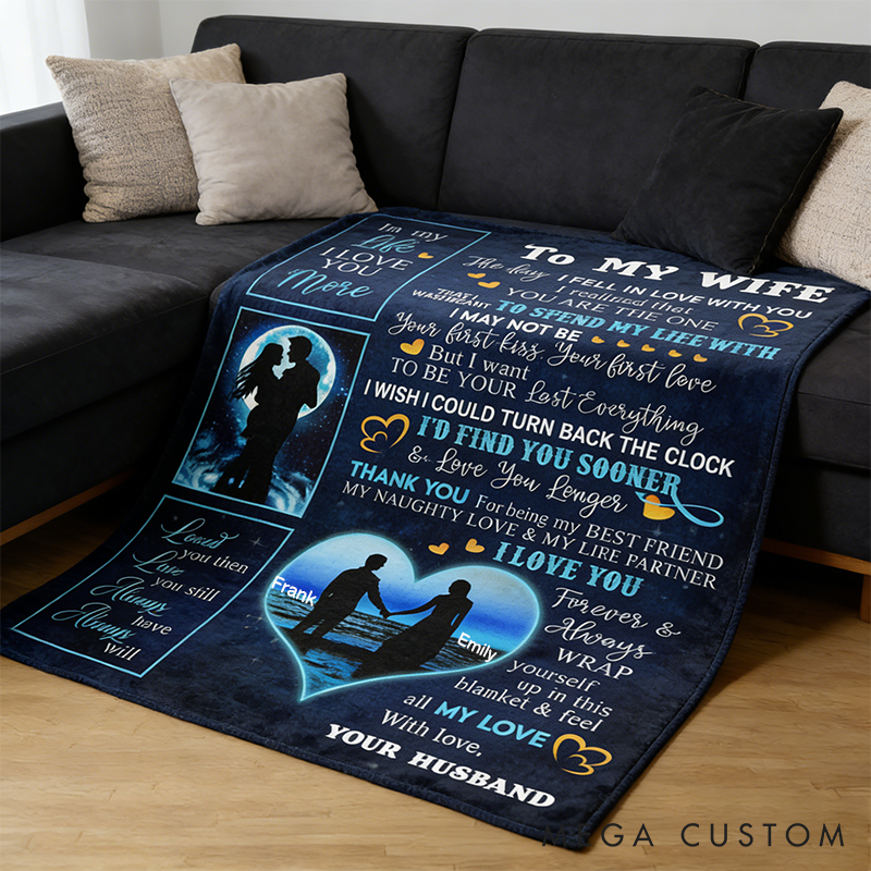 Personalized To My Wife Blanket Custom Couple Blanket with Name Valentine's Day Gift for Husband Wife Anniversary Gift