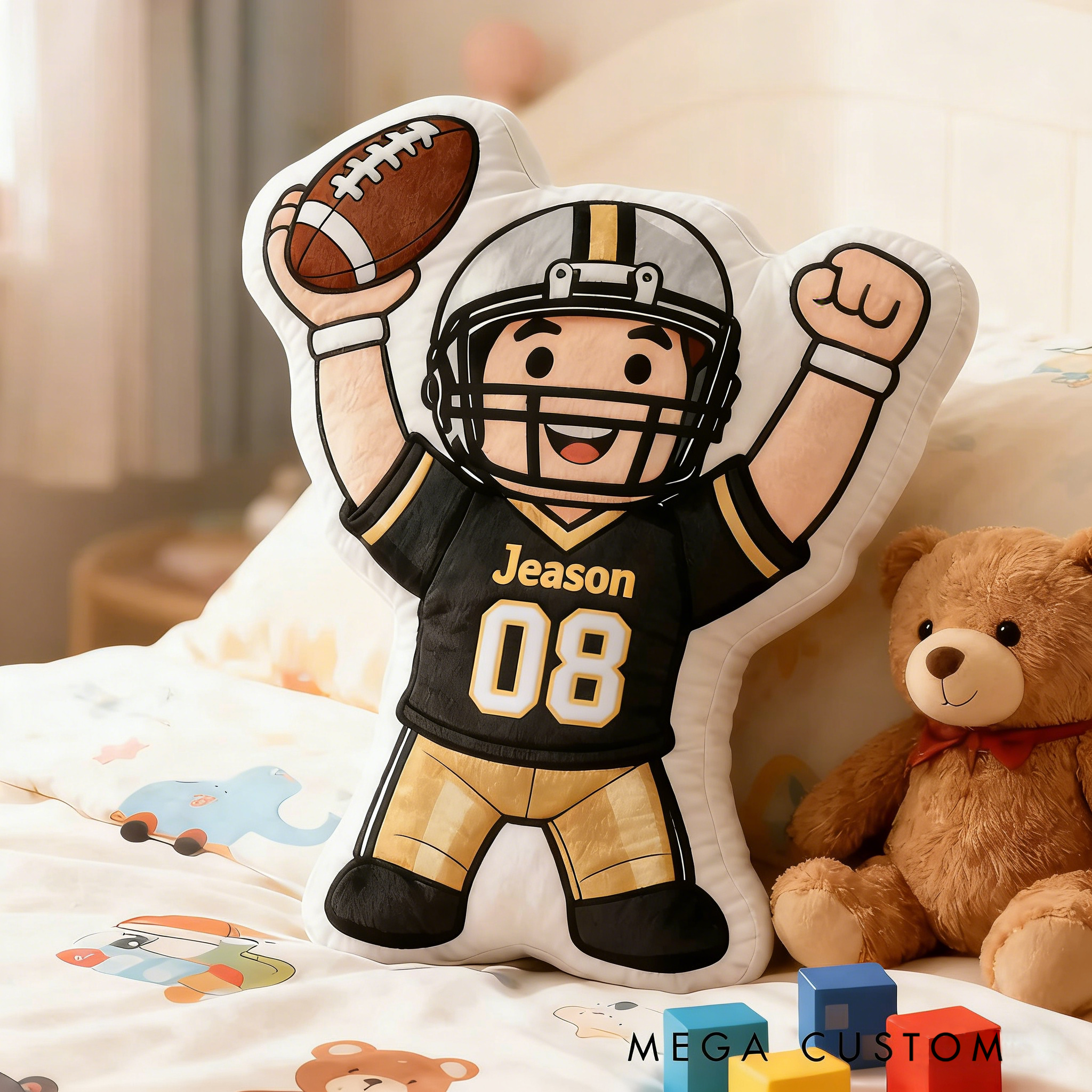Personalized Football Player Pillow with Your Name and Number A Perfect Gift for Fans
