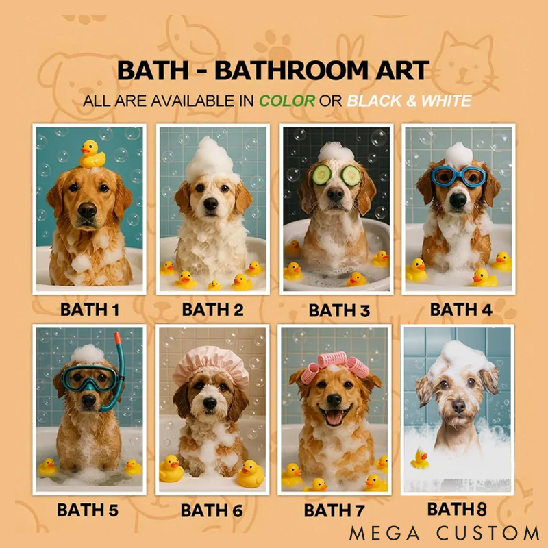 Personalized Pet Lover Custom Pet Portrait Bathroom Art Pet Portrait