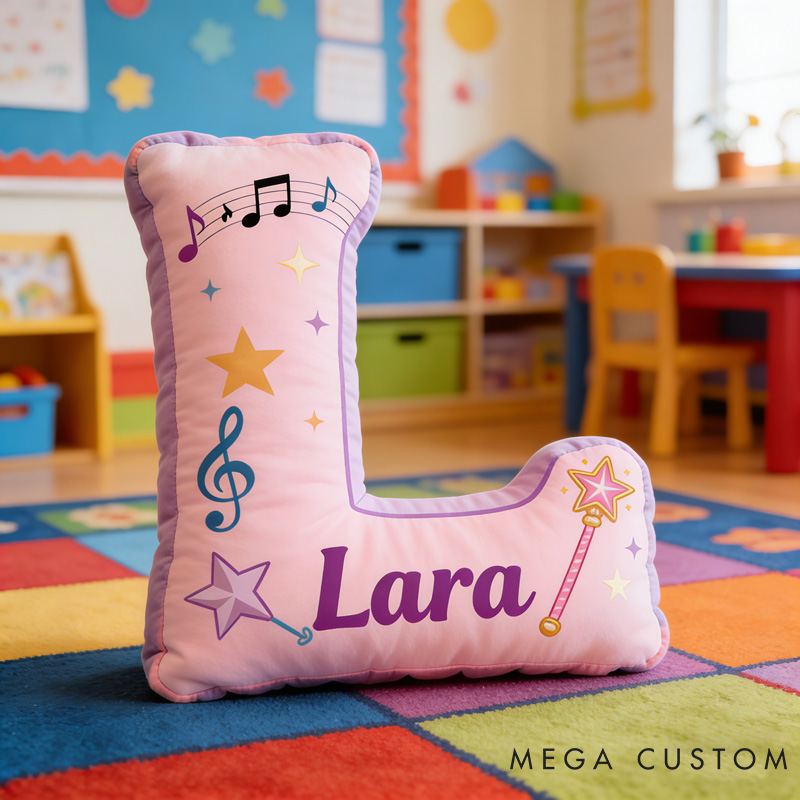 Personalized Colorful Notes Music Pillow with Name Soft Stuffed Toy for Kids Music Lovers Unique Decorative Cushion for Girls' Room