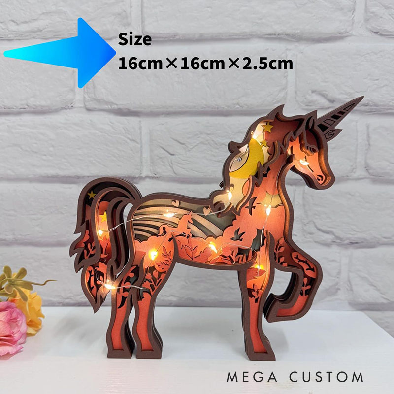 Personalized Handcarved Wooden 3D Dream Horse with LED Lights Birthday Gifts for Kids