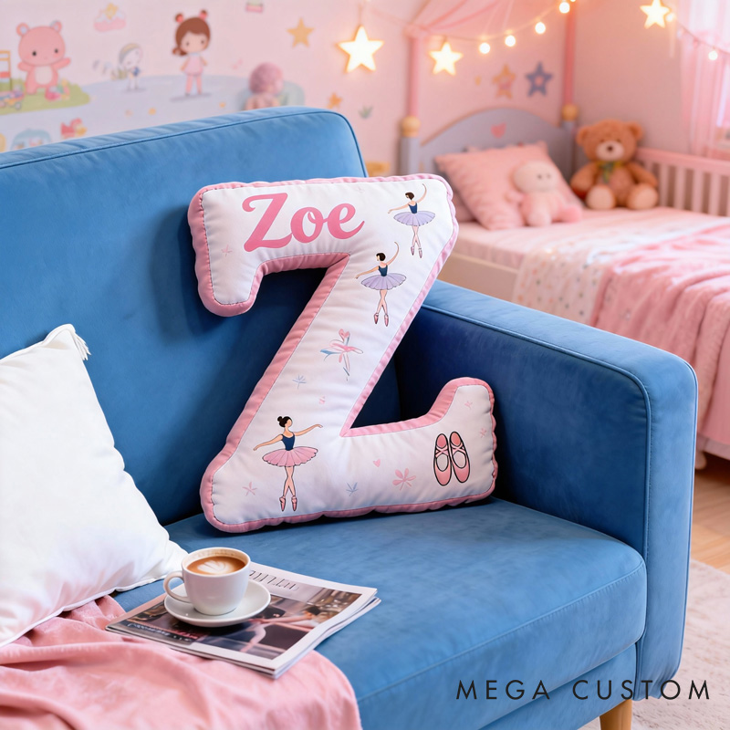 Personalized Ballet Dancers Letter Pillow With Name Soft Stuffed Toy for Kids Unique Decorative Cushion for Girls' Room