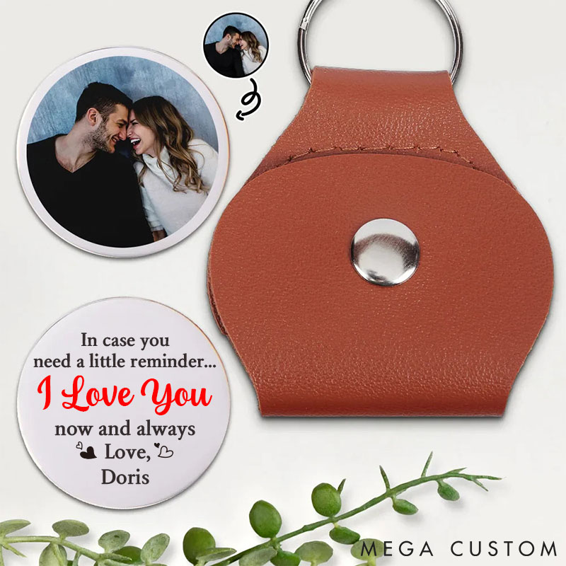 Personalized Leather Pocket Hug with Photo Custom Photo In Case You Need A Little Reminder for Husband Wife Valentine's Gift