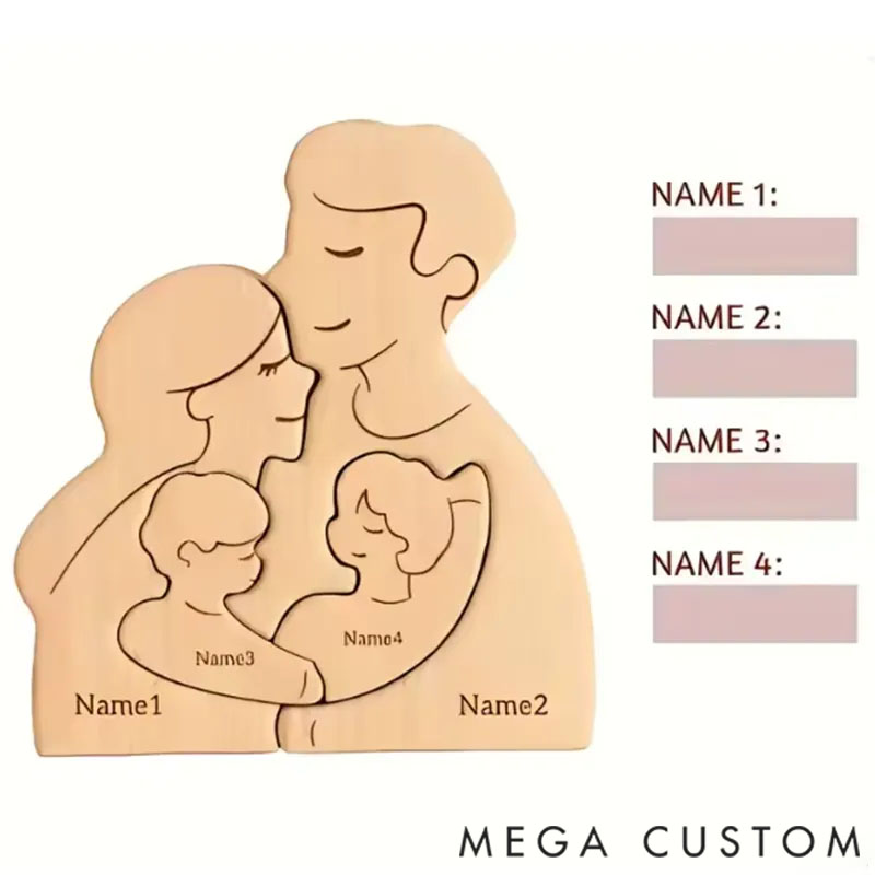 Personalized Wooden Puzzle Family is the Harbor of the Soul Customized Name