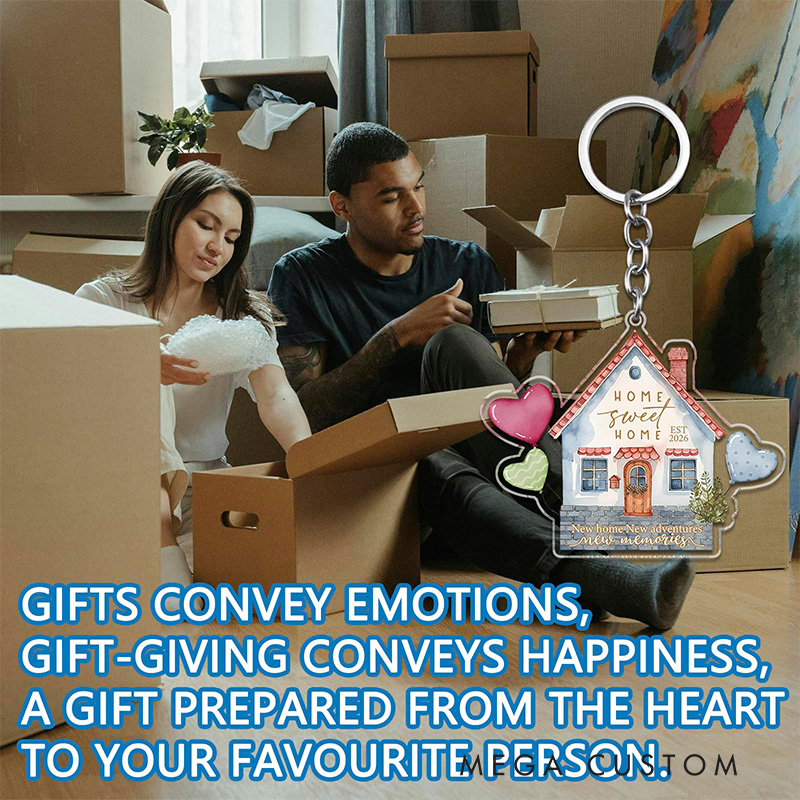 Personalized Acrylic House Keychain Gifts  for Couple First Homes Apartment New Home Gift Ideas for Him/Her Anniversary gift