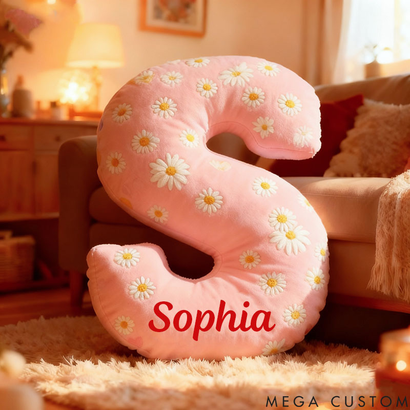 Personalized Flower Girl Daisy Flower Letter Pillow Custom Girl Name Cushion Wedding Gift for Flower Girl Christmas Gift for Girlfriend Wife