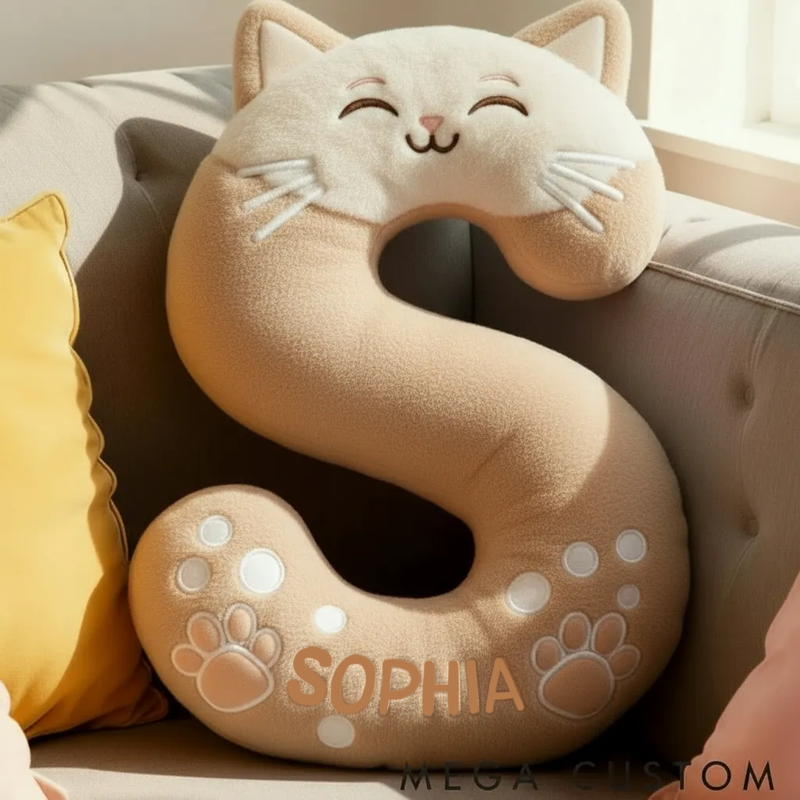 Personalized Cat Lover Funny Cat Letter Pillow Graphic 3D Print Pillow