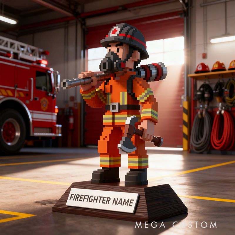 Personalized Firefighter Pixel Figurine a Unique Custom Gift for Firefighter Enthusiasts and Collectors