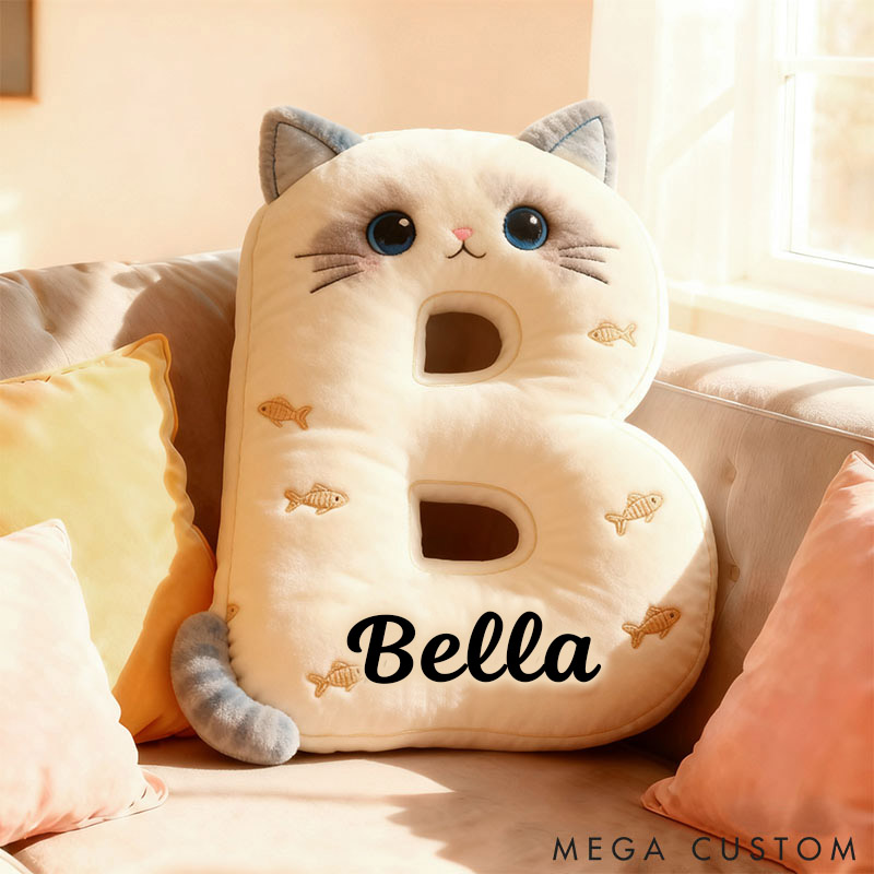 Personalized Cat Lover Letter Pillow with Custom Name Pillow Graphic 3D Print