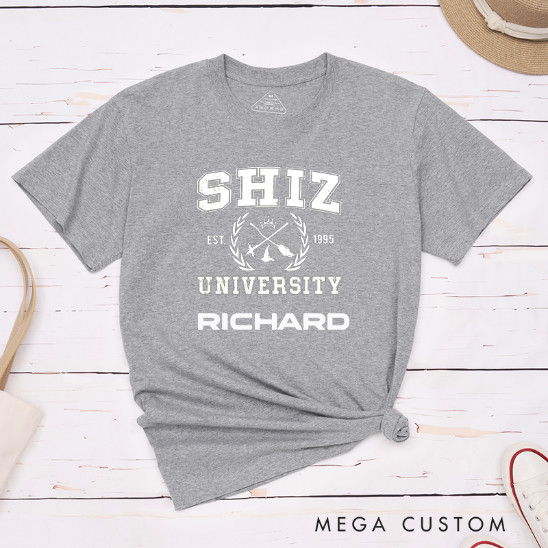 Personalized Shiz University Classic T-Shirts Custom Name College Style Unisex Gift for Students Teachers Graduation School Spirit Unique Present